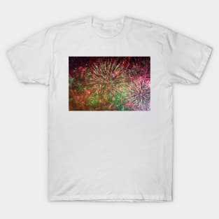 Colorful fireworks against dark sky T-Shirt